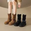 Botas Martin para Mujer ZHR 2026 Otoño/Invierno Nueva Moda Botas Vaqueras de Suela Gruesa Punta Redonda Tacón Grueso Botines Botas Altas hasta la Rodilla