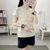 Conjunto de Camiseta e Shorts Esportivo Feminino Camuflado de Seda Gelada Secagem Rápida Respirável para Exterior Solto Ultra-Fino de Manga Curta Dropshipping