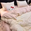 2026 Novo Estilo Fresco e Simples Poá Gaze Plissada Algodão Lavado Roupa de Cama Conjunto de Quatro Peças Conjunto de Três Peças para Dormitório
