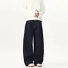 2026 Nuevos jeans de estilo americano simples de mezclilla cruda con corte curvo para hombres y mujeres, pantalones versátiles holgados de pierna ancha con corte relajado