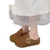 Outono 2026 Novo Retro Francês Versátil Birkenstock Sapatos Femininos Outdoor Sola Grossa Slip-on Bico Fechado Meio Chinelos Femininos