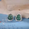 Pendientes de Calabaza con Incrustaciones de Jadeíta de Plata S925 Joyería Versátil de Moda para Mujer