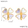 Estilo Minimalista Francés, Elegante y en Capas Conjunto de Joyería con Diseño Incrustado y Colgante de Flor de Cuatro Hojas, Conjunto de Joyería de Acero de Titanio