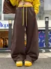Pantalones Curvos de Bloques de Color Estilo Americano con Forro de Polar para Mujer, Otoño/Invierno 2026 Nuevos de Cintura Alta Sueltos Adelgazantes Casuales de Pierna Ancha