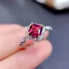 Anillo de Plata de Ley S925 con Diopsida Natural Moda Japonesa y Coreana Nicho Forma de Almohada Anillo de Montura 6*6mm Venta al por Mayor