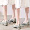 2025 Nuevo Estilo Tacón Grueso Versátil Zapatos de Trabajo Boca Baja Punta Afilada Tacón Medio Flats Zapatos de Tacón Alto para Mujer Cuero Suave Zapatos No Abrasivos para Mujer