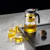 Taza Elegante Vidrio Espeso Resistente a Altas Temperaturas Juego de Té Casero Infusor de Té Separación de Té y Agua Preparación de Té con un Botón