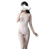 Ropa interior sexy de conejo caliente con tirantes de malla y entrepierna abierta. Medias negras Siaman Passion Temptation 8863