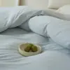 Artículo de tela de punto cepillado 100% algodón grado A ~ Juego de funda de edredón y sábanas de color liso estilo coreano con una textura suave como una nube, perfecto para ropa de cama cálida de otoño e invierno