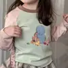 Camiseta de Dibujos Animados para Niñas, Estilo Nuevo, Versátil y Elegante, Camiseta Básica Casual Linda para Primavera y Otoño