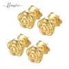 Pendientes de flor de acero inoxidable y oro de 18 quilates INS estilo europeo y americano nicho de alta gama simples con borlas de rosa joyería para orejas venta al por mayor