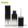 Tubo vazio de brilho labial gradiente preto de 16ml, tubo transparente quadrado com ângulo de losango, material de embalagem para atacado