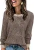 Camiseta tejida de Amazon transfronteriza europea y americana para mujer, nuevo top de manga larga casual holgado con bloques de color para otoño e invierno 2026