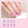 Zhengxiang Europeu e Americano Gradiente Mancha 16 Película Adesiva para Unhas para Dorso dos Dedos Xadrez Rosa Adesivos de Unha Adesivos de Arte para Unhas com Glitter à Prova d'Água