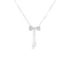Colar de Pérola com Zircônia Super Brilhante Estilo Ins Feminino Corrente de Clavícula Popular Acessórios de Corrente para Suéter com Laço e Franja