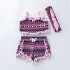 Ropa Infantil, Traje de Verano para Mujer, Modernos y Lindos Tirantes con Borlas, Shorts y Accesorios para el Cabello, Set de 3 Piezas, Ropa Casual Estilo Étnico para Bebé