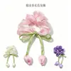 Suave scrunchie de tulipán con hilo iridiscente, cinta fluida y diseño de capullo de flor, liga de pelo de alta elasticidad para moños, accesorio para el cabello