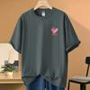 Camiseta de Manga Corta Pesada 100% Algodón para Mujer 2026 Nuevo Estilo Camiseta con Estampado de Corazón Diseño de Nicho Top de Media Manga