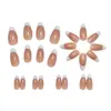 Parches de Uñas Postizas Portátiles de Estilo Francés Clásico con Borde Blanco al por Mayor, Uñas Postizas para Arte de Uñas de Longitud Media