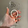 Adequado para Capa de Celular Apple 17, Novo iPhone 18 Promax, Capa Magnética Transparente Magsafe com Película para Lente
