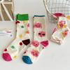 Calcetines Ruby Little Beaver para Mujer Lindos Ins Trendy Rosas Girly Dibujos Animados de Media Pantorrilla Calcetines de Pila con Puntos de Colores