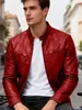 2026 Nova Jaqueta de Couro PU Masculina Gola Alta Jaqueta de Motociclista Corte Slim Casaco Casual Moda Primavera e Outono Jaqueta de Couro para Homens