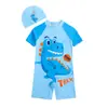 Traje de baño de una pieza para niños, modelo 2026, con estampado de dibujos animados, ideal para bebés y niños pequeños, de secado rápido, con protección solar y gorro de natación.