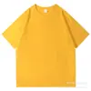 Camiseta de Algodón Puro Hombro Caído 200g Manga Corta Unisex Top Liso Estilo Coreano Moda Versátil Bordado de Logo Uniforme de Clase Ropa de Trabajo