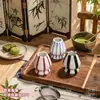 Tigela de Matcha Personalizada Esmalte Inferior Pintada à Mão em Cerâmica Tigela Simples Listras Verticais Listras Listas Conjunto de Tigela para Cerimônia do Chá da Dinastia Song