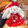 Lindo Osito de Peluche de Boda y Conejo de Orejas Caídas Llavero Creativo Pareja Festiva Regalo de Boda Colgante para Hombres y Mujeres