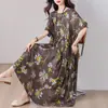 Nuevo vestido de algodón y seda para mujer, talla grande de verano, corte holgado, estilo elegante de alta gama para madres, adecuado como prenda exterior, vestido que disimula la barriga