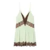 Para Comercio Exterior Europeo y Americano Transfronterizo Ropa de Mujer Aliexpress Más Vendido de Verano Bloque de Color Encaje Parcheado Tirantes Minivestido