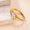 Anillo de Acero Inoxidable Fundido Rombo Zirconia Anillo Dedo Índice de Lujo Ligero Moda Chapado al Vacío Acero de Titanio Joyería