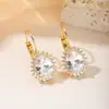 Novos Brincos Ovais de Zircônia Banhados a Ouro 18K, Microincrustados com Diamantes, Brincos de Fecho Francês de Luxo Leve para Mulheres, Modernos e Elegantes