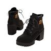 Botas Martin Cortas de Cuero con Plataforma y Cordones, Estilo Británico, Tacón Grueso, Talla Grande, Impermeables, Moda Casual, Comercio Exterior para Mujer