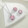 Collar con colgante de flor de diamante rosa de corte octogonal Millennium con incrustaciones de diamantes de alto carbono, pendientes de moda rosa.