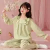 Pijama Infantil Primavera y Otoño 2026 Princesa Dulce y Linda con Volantes de Algodón Ropa Casual para Casa Conjunto de Dos Piezas para Niños Mayores