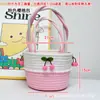 Linda Bolso de Mano Infantil de Cuerda de Algodón, Moderno, Sencillo, Fresco y Dulce, Bolso de Mano para Viajes de Vacaciones, Cesta de Almacenamiento Tejida