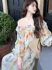 Vestido para mujer talla grande para damas talla grande, diseño plisado floral francés, vestido holgado y elegante, vestido casual estilo vacación de verano