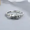 Anillo Pixiu de Plata de Ley 925 Plata Tailandesa que Atrae la Fortuna para Mujeres, Estilo Vintage, Anillo Abierto de Moda China Retro, Accesorio Único y Elegante para la Mano