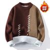 Suéter Forrado de Felpa Woodpecker Nuevo Llegada para Hombre Moda Otoño e Invierno Grueso Cálido Holgado Cuello Redondo Prendas de Punto Casuales para Navidad