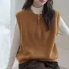 Colete de tricô feminino, novo estilo outono, versátil para sobreposição, colete suéter sem mangas, peça externa solta, moda feminina tendência