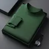 Nuevo Suéter Delgado de Seda de Morera + Lana de Oveja de Cuello Alto Largo para Hombre Camiseta Interior de Punto para Hombre Lana t