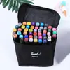 Caneta Marcadora Infantil Cor Preta Conjunto de Bolsa Álcool Oleoso Ponta Dupla Papelaria de Pintura Secagem Rápida Impermeável Caneta Colorida Atacado