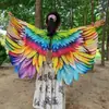 Capa de Alas de Plumas con Degradado Arcoíris Disfraz de Escenario Infantil Accesorios de Disfraz para Fiestas y Festivales Venta al por Mayor Transfronteriza