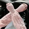 Mangas de hielo de verano con protección solar para mujer, holgadas y de talla grande, para ciclismo y conducción, protectores de brazos, mangas de seda de hielo, mangas de mano de gasa de burbujas