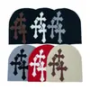Chapéu Quente Estilo de Rua Coreano Jacquard Cruz Europeu e Americano Tricotado Pila Chapéu Masculino e Feminino Mostrando Tendência Chapéu de Lã Outono e Inverno