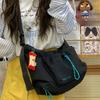 Bolso Mensajero de Clase de Color Contrastante Simple para Estudiante Tutoría Cordón Versátil Casual Cruzado Estilo Harajuku Japonés Bolso de Hombro