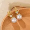 Aretes de Perla, Estilo Nuevo, Lujo Ligero Francés, Aretes de Alta Gama para Mujer, Elegantes, Exquisitos, Modernos, Versátiles Clips para Orejas, Aretes Discretos