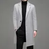 Abrigo de lana de longitud media ajustado estilo coreano para hombre de AliExpress, color liso de moda, gabardina de mezcla de lana para hombre de talla grande
